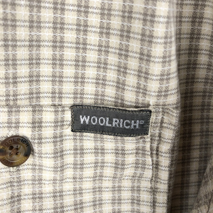 2000'S Woolrich Short-Sleeve Button-Down Check Shirt, Men's Size XL (approx.) unclear Beige type Vintage Second Hand