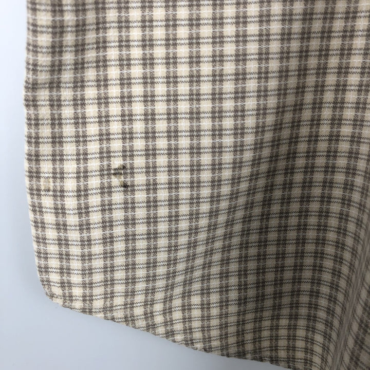 2000'S Woolrich Short-Sleeve Button-Down Check Shirt, Men's Size XL (approx.) unclear Beige type Vintage Second Hand