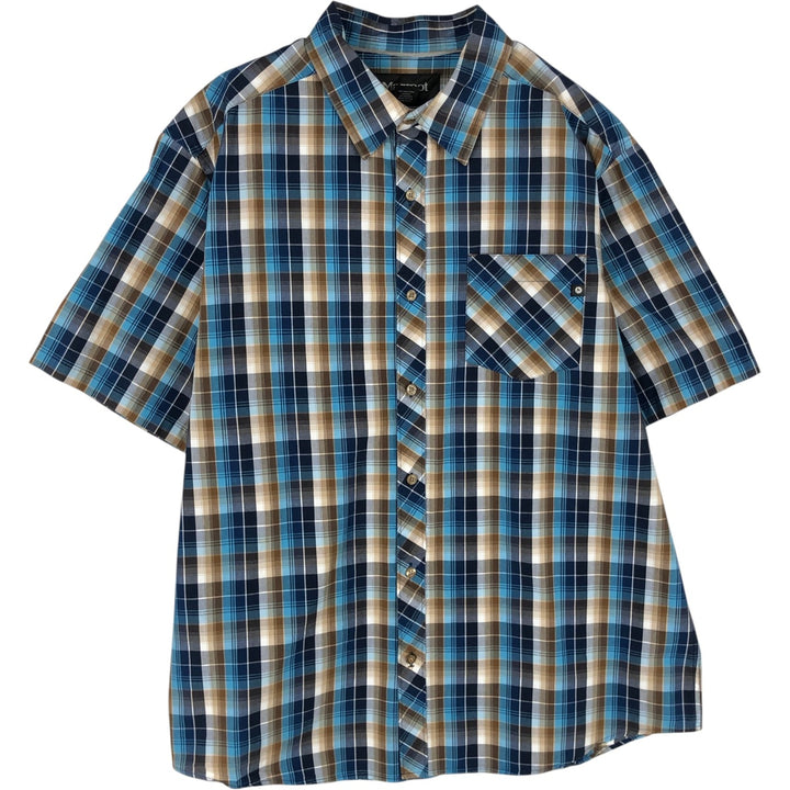2000'S Marmot Short-Sleeve Cotton Check Shirt, Men's Size XL (approx.) Organic cotton blue type Vintage Second Hand