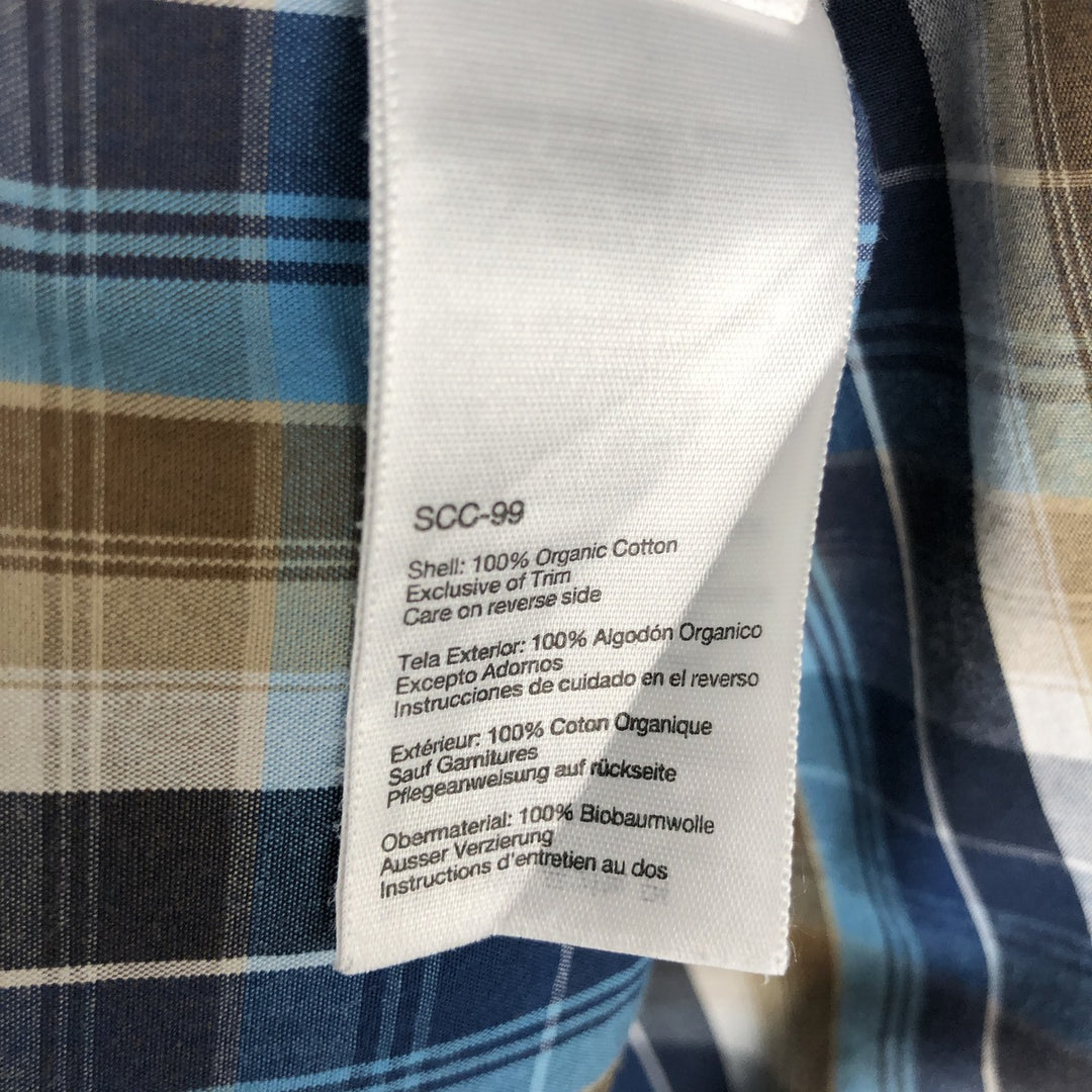 2000'S Marmot Short-Sleeve Cotton Check Shirt, Men's Size XL (approx.) Organic cotton blue type Vintage Second Hand