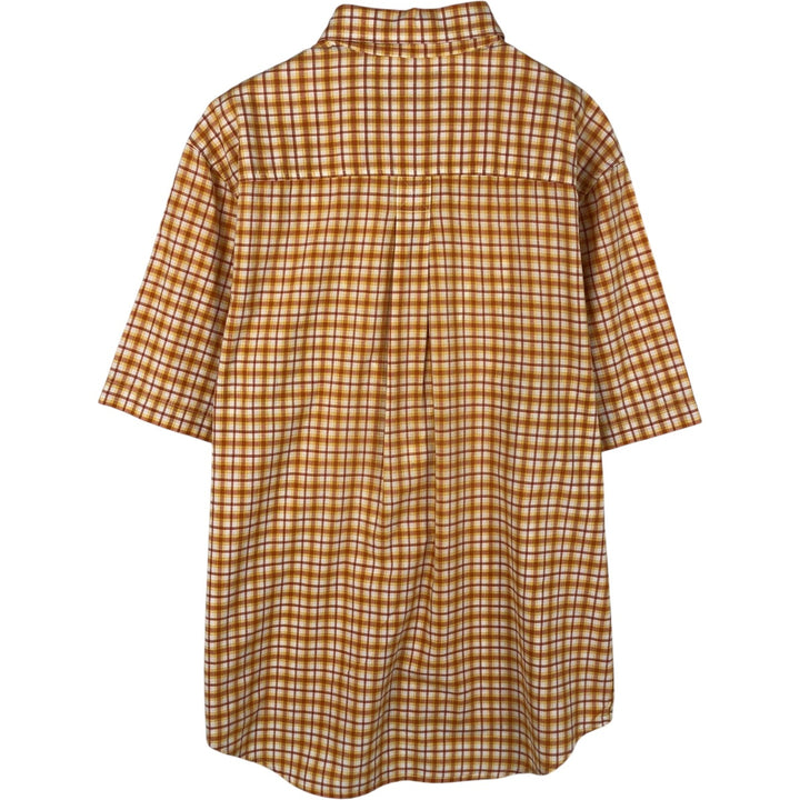 90s-00'S Timberland short-sleeved button-down check shirt, men's size M (approx.) cotton orange type Vintage Second Hand