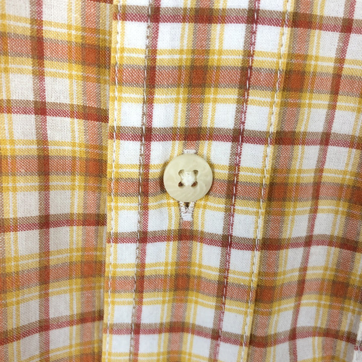 90s-00'S Timberland short-sleeved button-down check shirt, men's size M (approx.) cotton orange type Vintage Second Hand