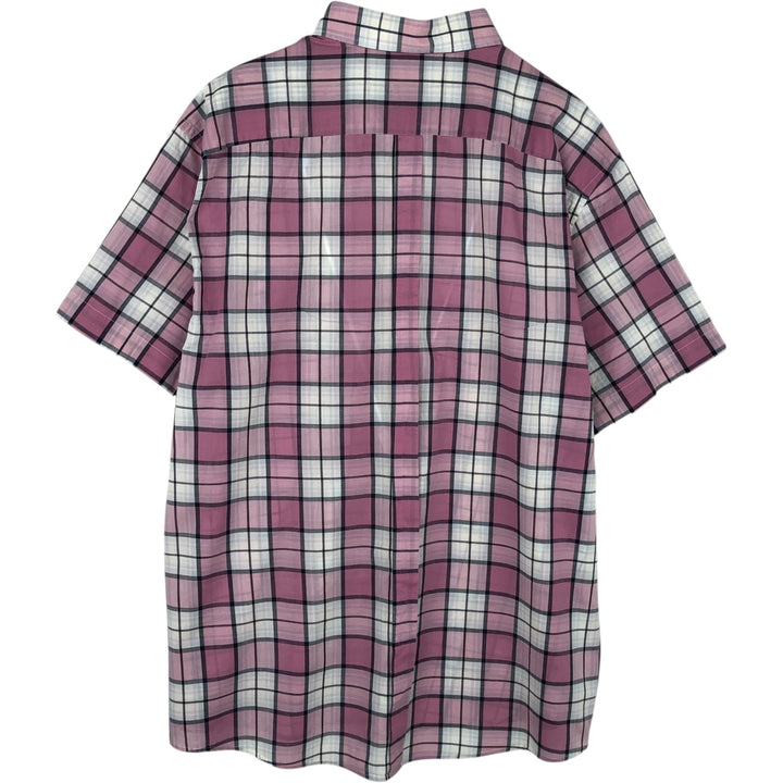 Lacoste Check Pattern Short-Sleeve Cotton Check Shirt, Men's Size XL (approx.) cotton pink type Vintage Second Hand