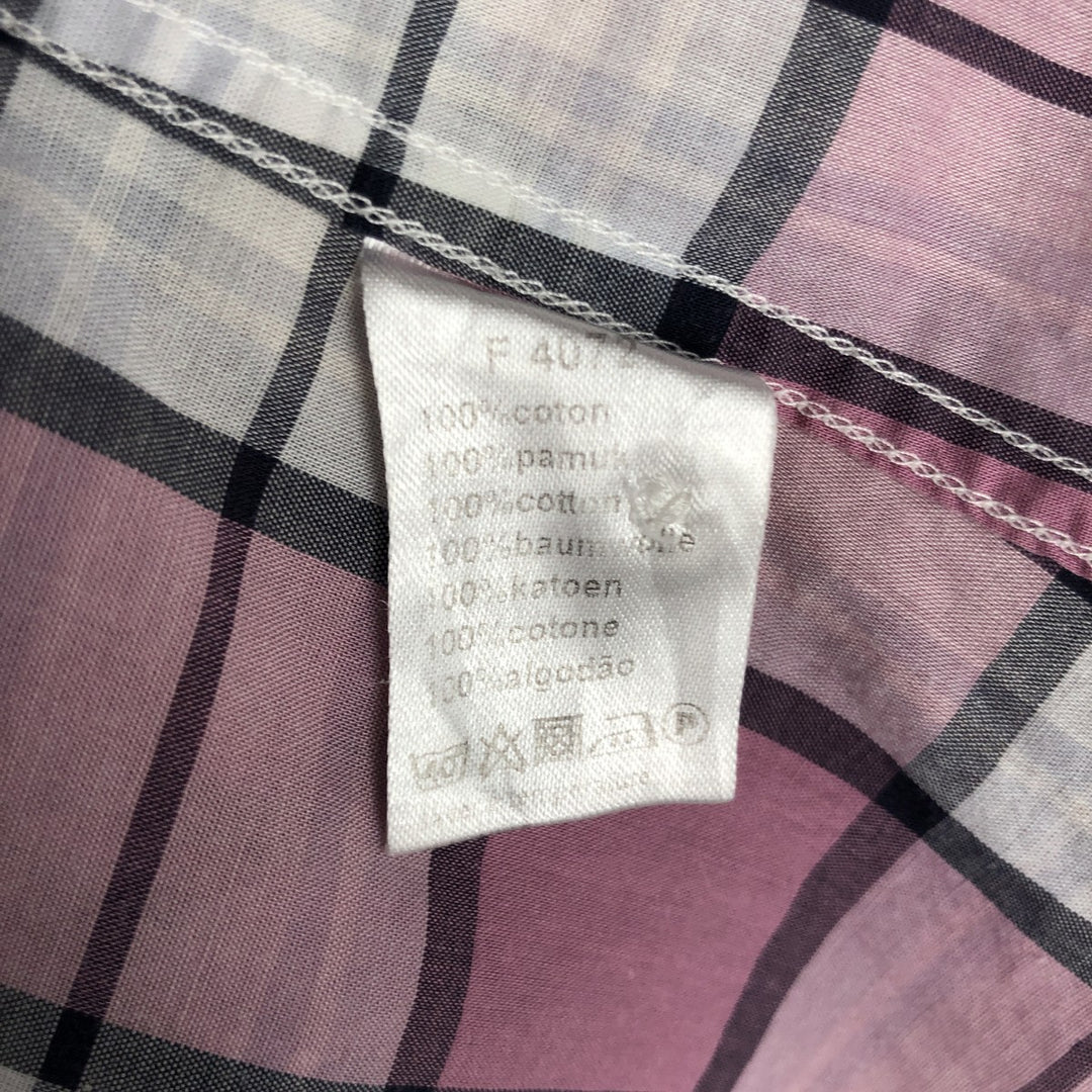 Lacoste Check Pattern Short-Sleeve Cotton Check Shirt, Men's Size XL (approx.) cotton pink type Vintage Second Hand