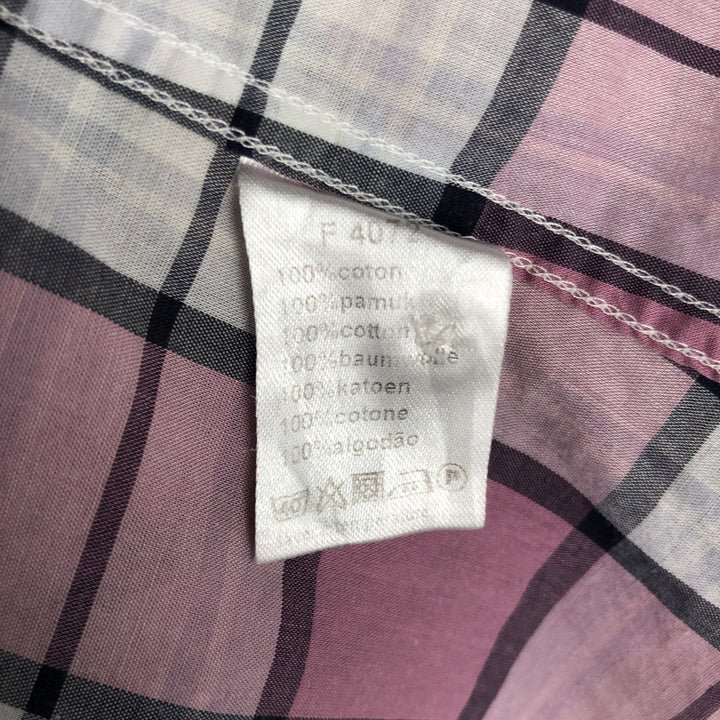 Lacoste Check Pattern Short-Sleeve Cotton Check Shirt, Men's Size XL (approx.) cotton pink type Vintage Second Hand