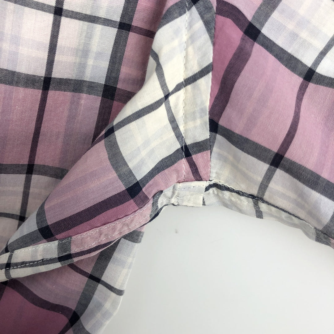 Lacoste Check Pattern Short-Sleeve Cotton Check Shirt, Men's Size XL (approx.) cotton pink type Vintage Second Hand