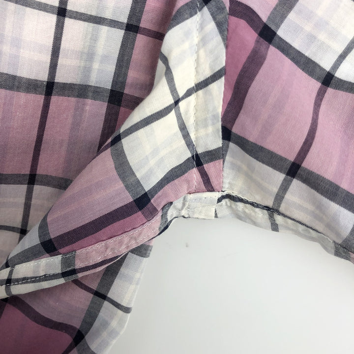Lacoste Check Pattern Short-Sleeve Cotton Check Shirt, Men's Size XL (approx.) cotton pink type Vintage Second Hand