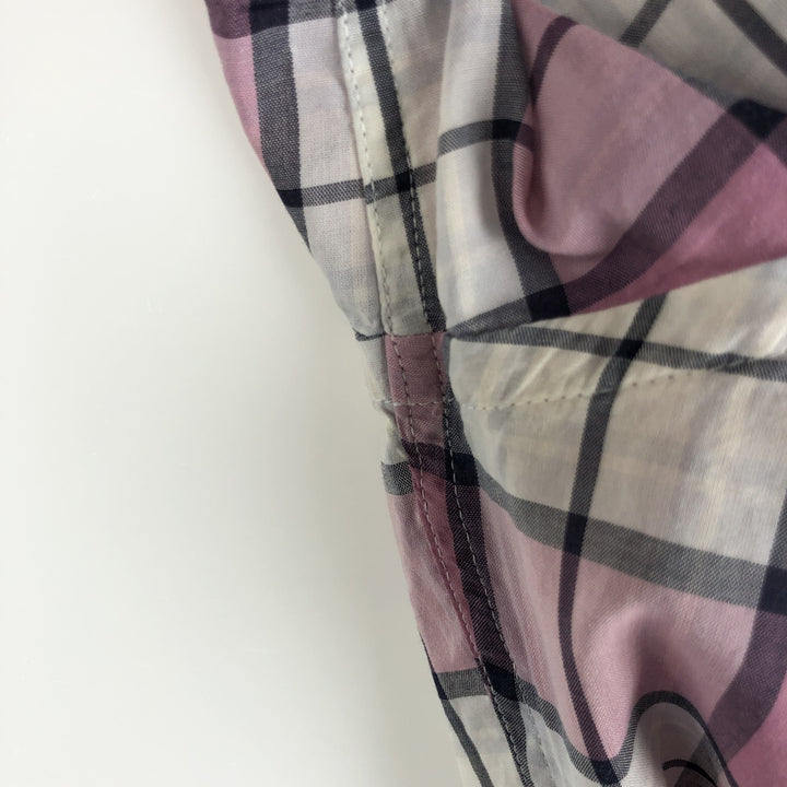 Lacoste Check Pattern Short-Sleeve Cotton Check Shirt, Men's Size XL (approx.) cotton pink type Vintage Second Hand