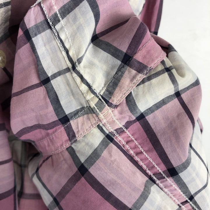 Lacoste Check Pattern Short-Sleeve Cotton Check Shirt, Men's Size XL (approx.) cotton pink type Vintage Second Hand