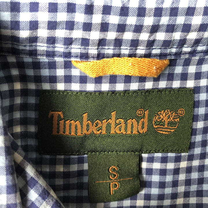 90s-00'S Timberland Short-Sleeve Button-Down Check Shirt, Men's Size S (Equivalent), Vintage cotton navy blue type Vintage Second Hand