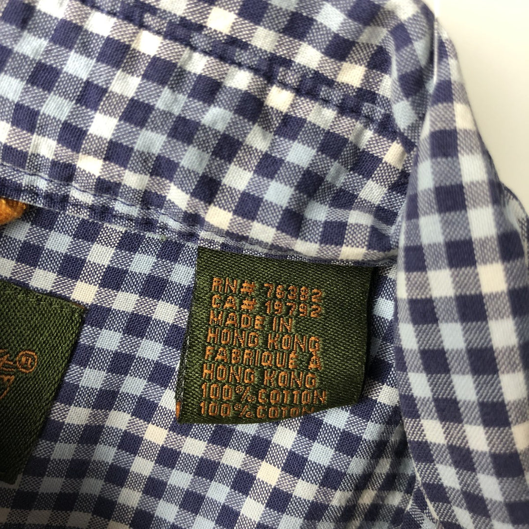 90s-00'S Timberland Short-Sleeve Button-Down Check Shirt, Men's Size S (Equivalent), Vintage cotton navy blue type Vintage Second Hand