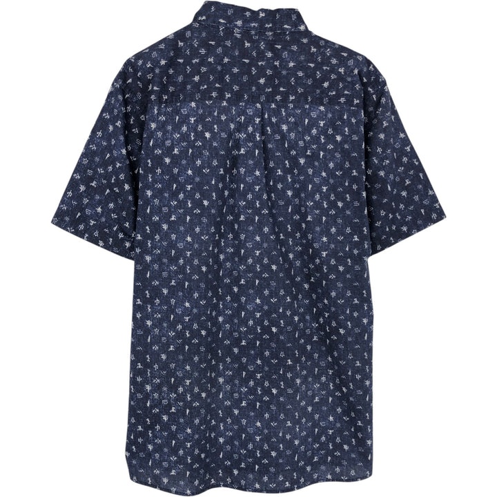 Patagonia ORGANIC COTTON Go To Shirt 52691SP16, all-over print, short-sleeved cotton shirt, men's size M equivalent. Organic cotton navy blue type Vintage Second Hand