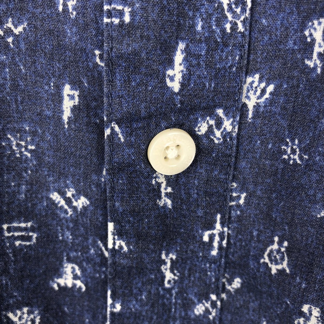 Patagonia ORGANIC COTTON Go To Shirt 52691SP16, all-over print, short-sleeved cotton shirt, men's size M equivalent. Organic cotton navy blue type Vintage Second Hand