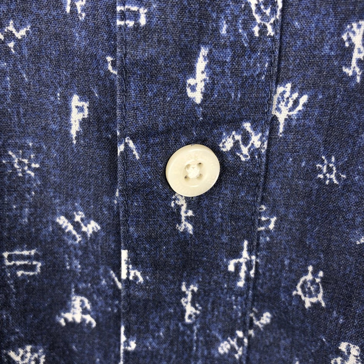 Patagonia ORGANIC COTTON Go To Shirt 52691SP16, all-over print, short-sleeved cotton shirt, men's size M equivalent. Organic cotton navy blue type Vintage Second Hand