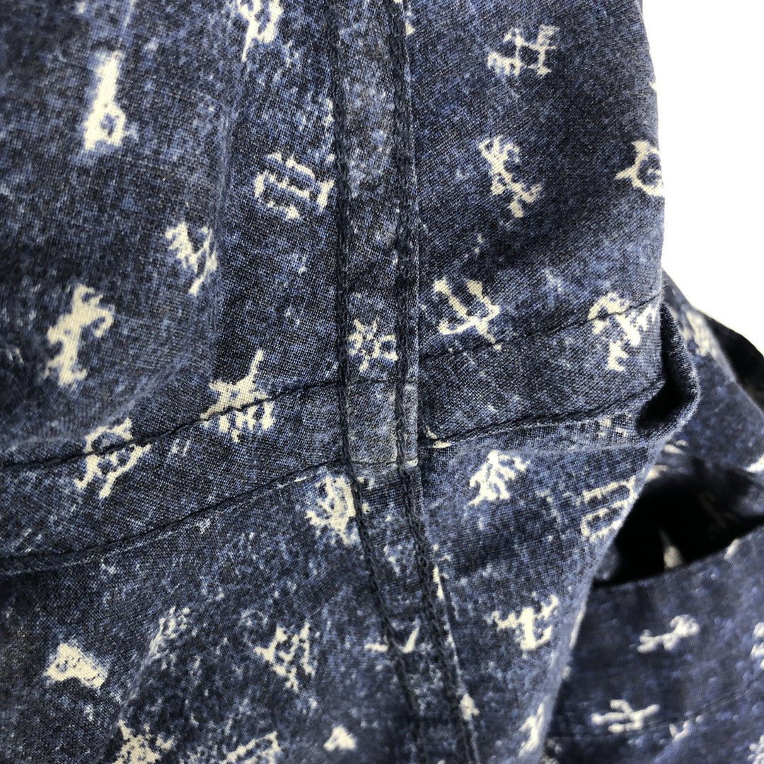 Patagonia ORGANIC COTTON Go To Shirt 52691SP16, all-over print, short-sleeved cotton shirt, men's size M equivalent. Organic cotton navy blue type Vintage Second Hand