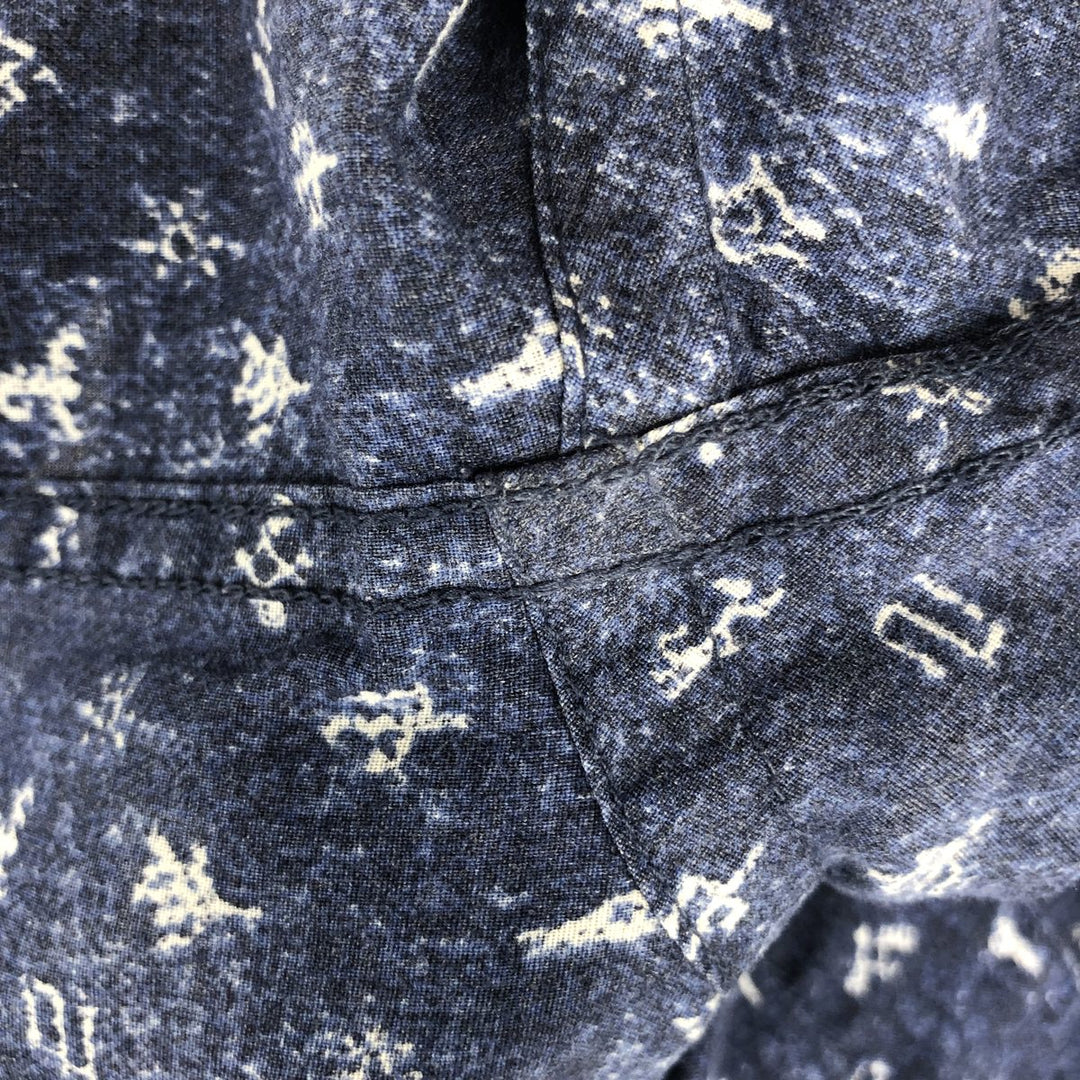 Patagonia ORGANIC COTTON Go To Shirt 52691SP16, all-over print, short-sleeved cotton shirt, men's size M equivalent. Organic cotton navy blue type Vintage Second Hand