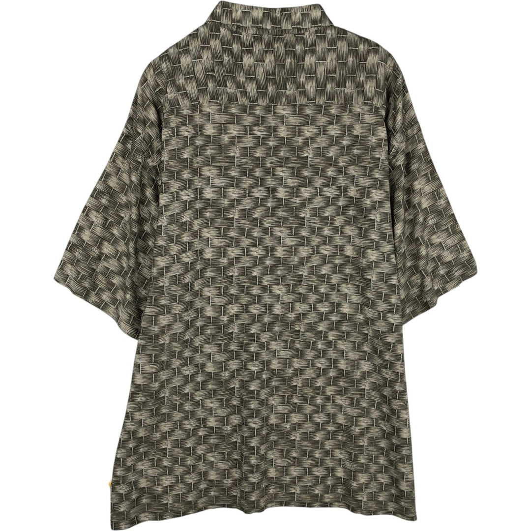 Pierre Cardin all-over print short-sleeved rayon box shirt, men's size XL. Rayon Khaki type Vintage Second Hand