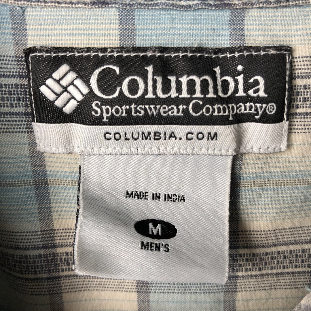 2000'S Columbia Check Pattern Short-Sleeve Box Shirt, Men's Size M (approx.) cotton Blue type light blue Vintage Second Hand