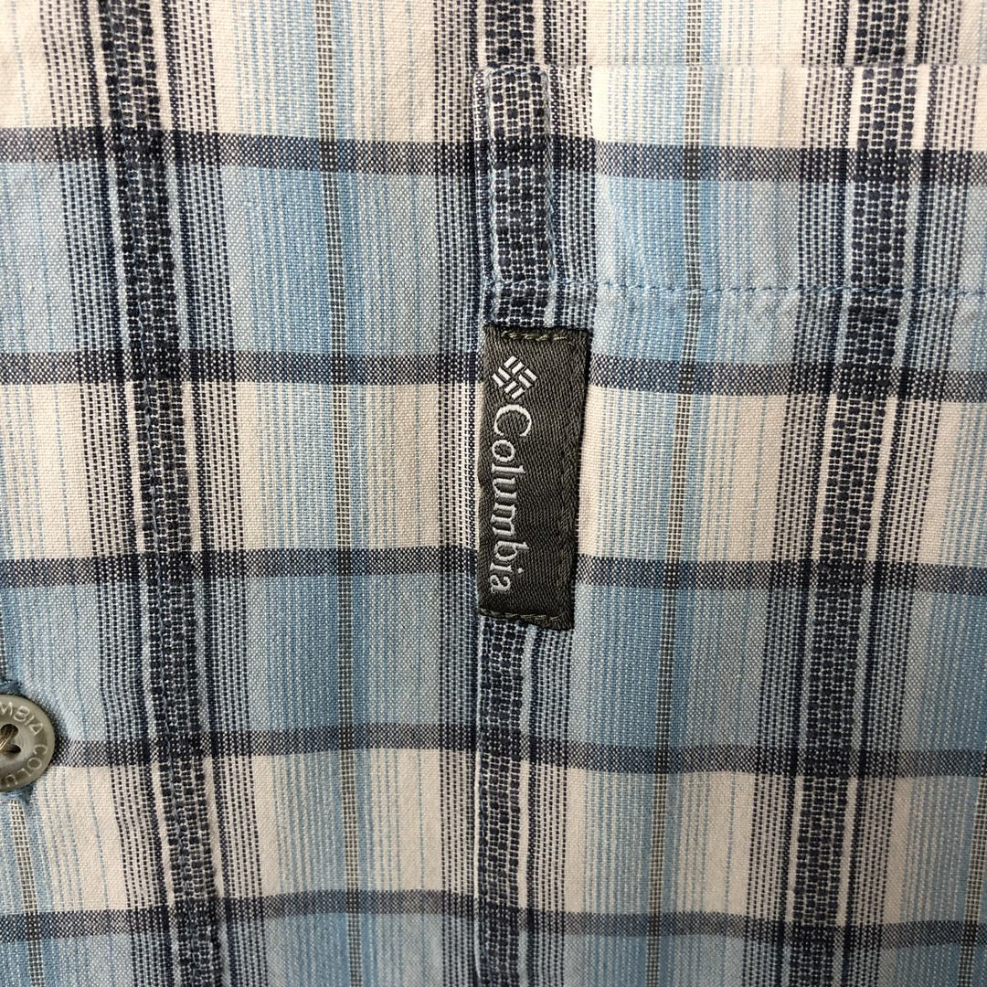 2000'S Columbia Check Pattern Short-Sleeve Box Shirt, Men's Size M (approx.) cotton Blue type light blue Vintage Second Hand