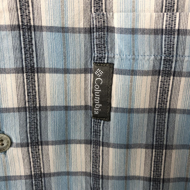 2000'S Columbia Check Pattern Short-Sleeve Box Shirt, Men's Size M (approx.) cotton Blue type light blue Vintage Second Hand