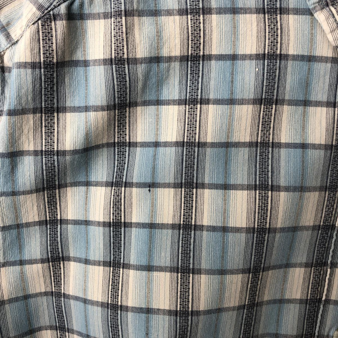 2000'S Columbia Check Pattern Short-Sleeve Box Shirt, Men's Size M (approx.) cotton Blue type light blue Vintage Second Hand