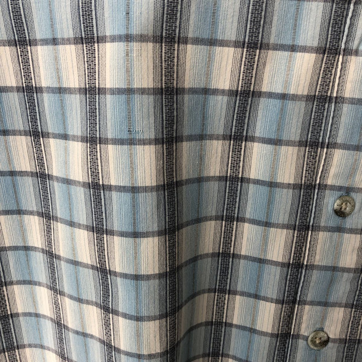 2000'S Columbia Check Pattern Short-Sleeve Box Shirt, Men's Size M (approx.) cotton Blue type light blue Vintage Second Hand