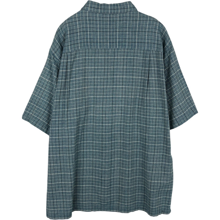 90s-00'S Columbia Short-Sleeve Cotton Check Shirt, Boxy Shirt, Men's Size XL (approx.) cotton Blue type light blue Vintage Second Hand