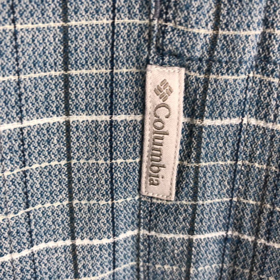 90s-00'S Columbia Short-Sleeve Cotton Check Shirt, Boxy Shirt, Men's Size XL (approx.) cotton Blue type light blue Vintage Second Hand