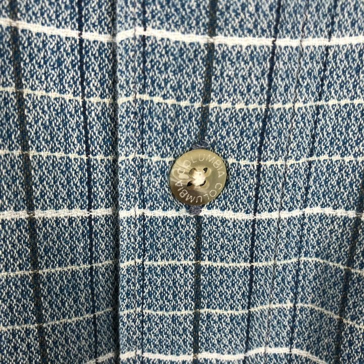90s-00'S Columbia Short-Sleeve Cotton Check Shirt, Boxy Shirt, Men's Size XL (approx.) cotton Blue type light blue Vintage Second Hand