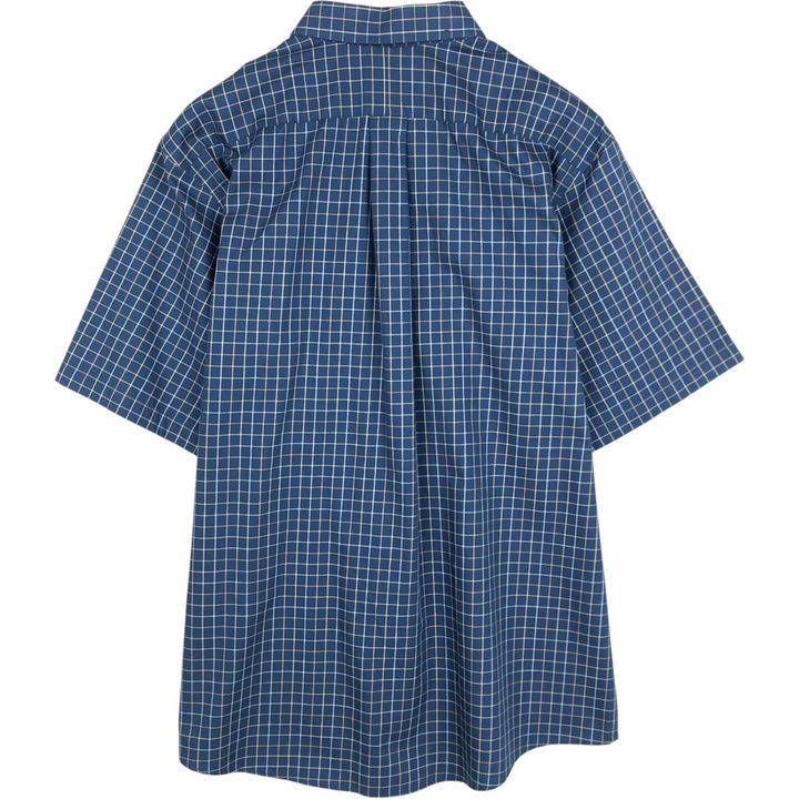 90s-00'S L.L.Bean WRINKLE RESISTANT Short-Sleeve Button-Down Check Shirt, Men's Size L (approx.), Vintage cotton blue type Vintage Second Hand