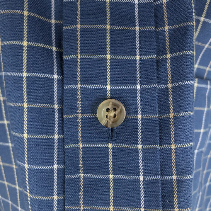 90s-00'S L.L.Bean WRINKLE RESISTANT Short-Sleeve Button-Down Check Shirt, Men's Size L (approx.), Vintage cotton blue type Vintage Second Hand