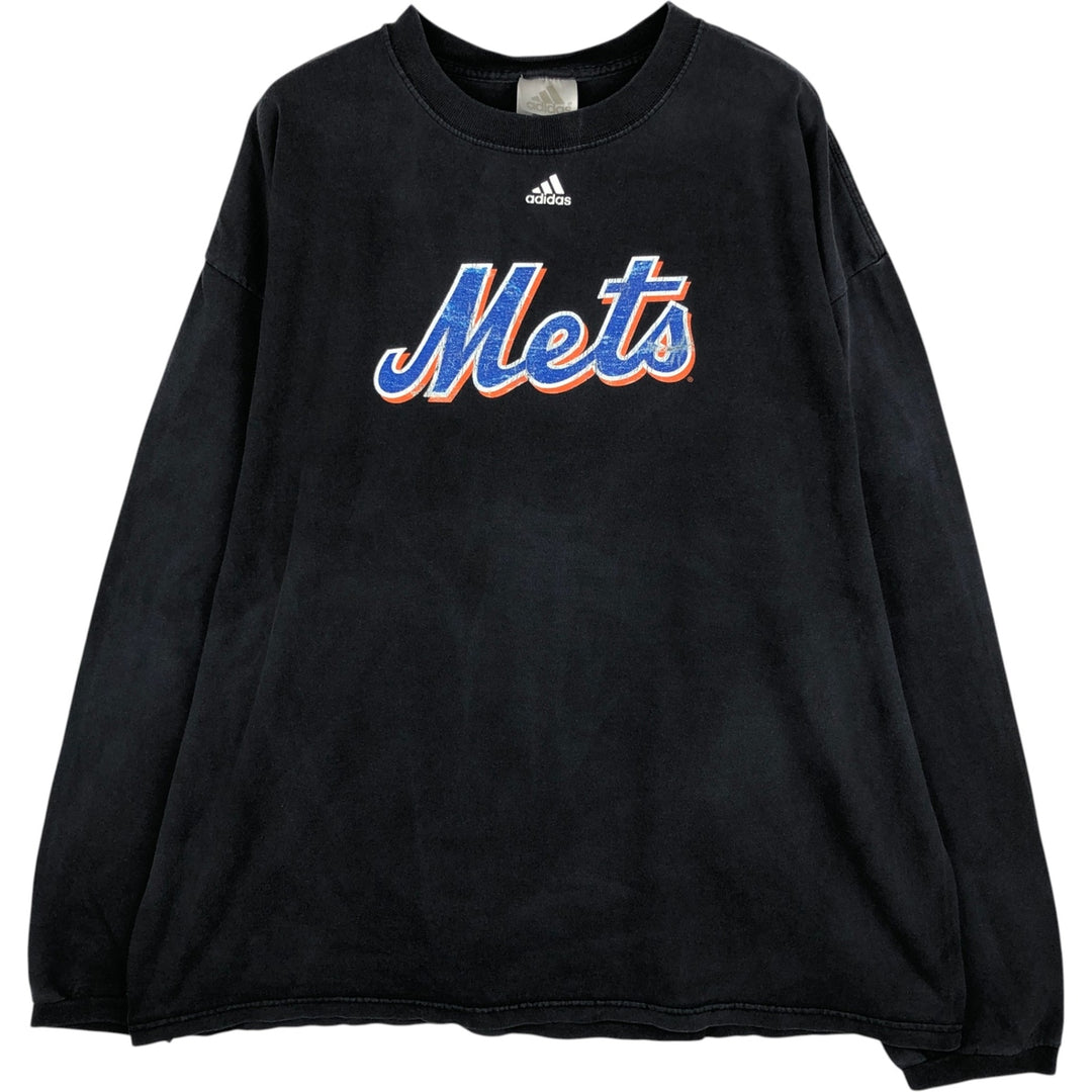2000'S Adidas MLB New York Mets Long-Sleeve T-Shirt (Men's XL equivalent) cotton black type Vintage Second Hand