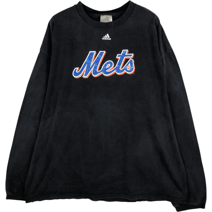 2000'S Adidas MLB New York Mets Long-Sleeve T-Shirt (Men's XL equivalent) cotton black type Vintage Second Hand