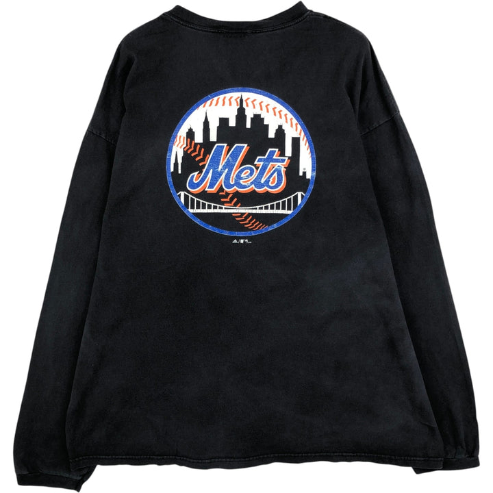 2000'S Adidas MLB New York Mets Long-Sleeve T-Shirt (Men's XL equivalent) cotton black type Vintage Second Hand
