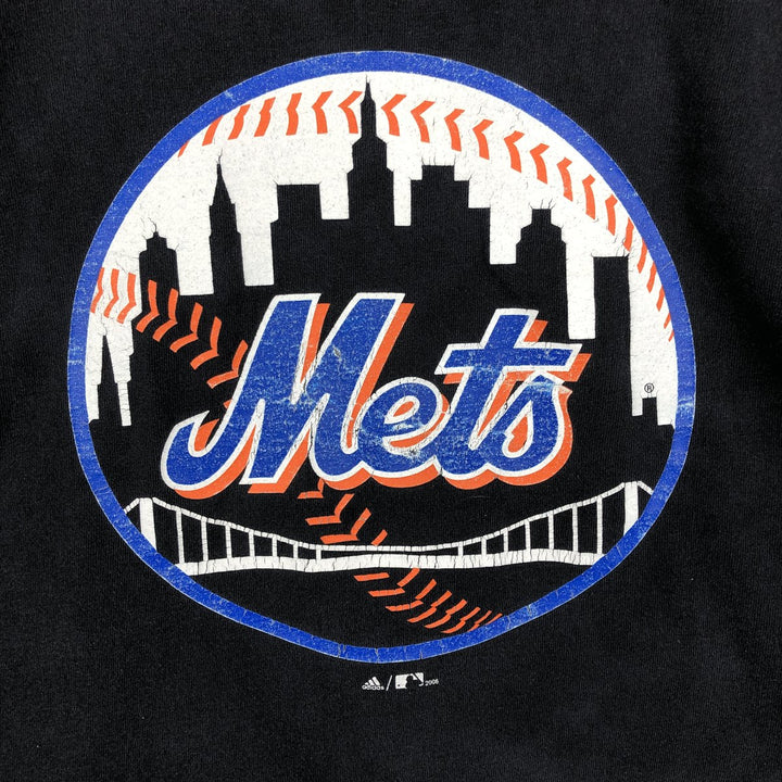 2000'S Adidas MLB New York Mets Long-Sleeve T-Shirt (Men's XL equivalent) cotton black type Vintage Second Hand
