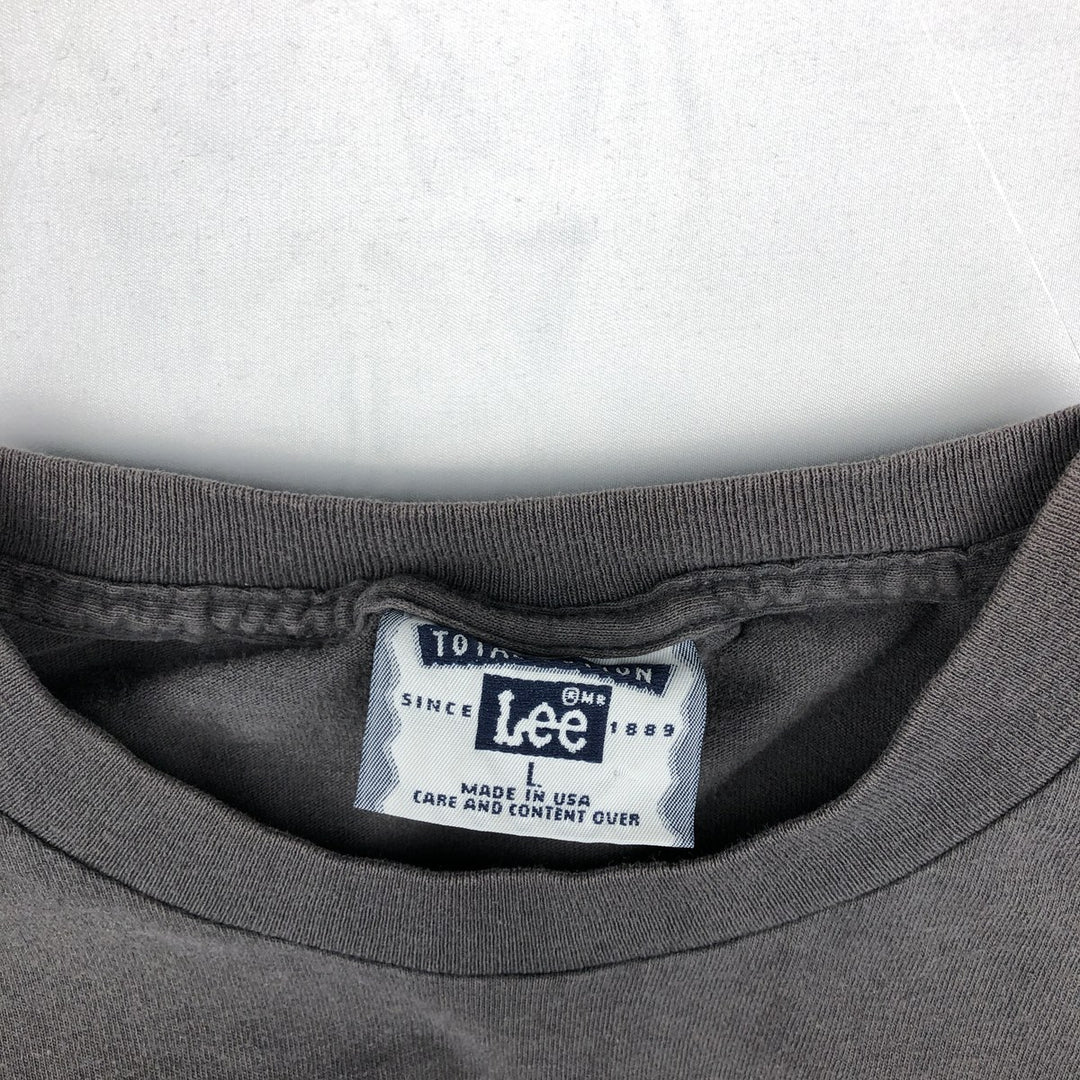 90'S Lee Long-Sleeve T-Shirt, Made in USA, Men's Size L (Equivalent), Vintage cotton gray type Vintage Second Hand