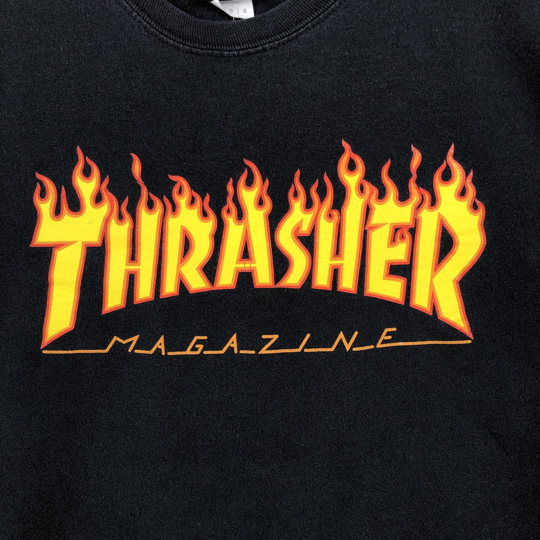 Thrasher Fire Pattern Long Sleeve T-Shirt, Men's Size L cotton black type Vintage Second Hand