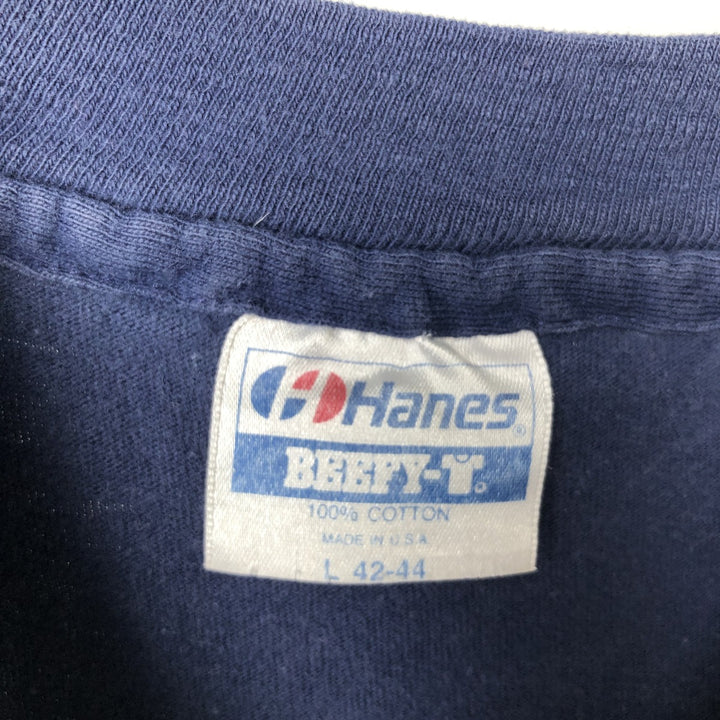 Vintage 1980'S Hanes BEEFY-T Blue Tag Long Sleeve T-Shirt, Made in USA, Men's Size L cotton navy blue type Vintage Second Hand