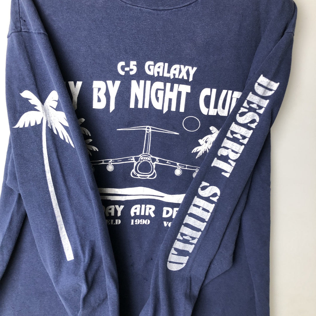 Vintage 1980'S Hanes BEEFY-T Blue Tag Long Sleeve T-Shirt, Made in USA, Men's Size L cotton navy blue type Vintage Second Hand