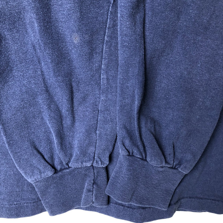 Vintage 1980'S Hanes BEEFY-T Blue Tag Long Sleeve T-Shirt, Made in USA, Men's Size L cotton navy blue type Vintage Second Hand