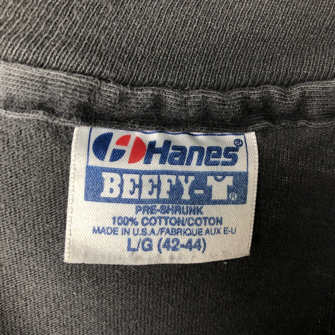90'S Hanes BEEFY-T Blue Tag Long-Sleeve T-Shirt, Made in USA, Men's Size L (Equivalent), Vintage cotton Charcoal Vintage Second Hand