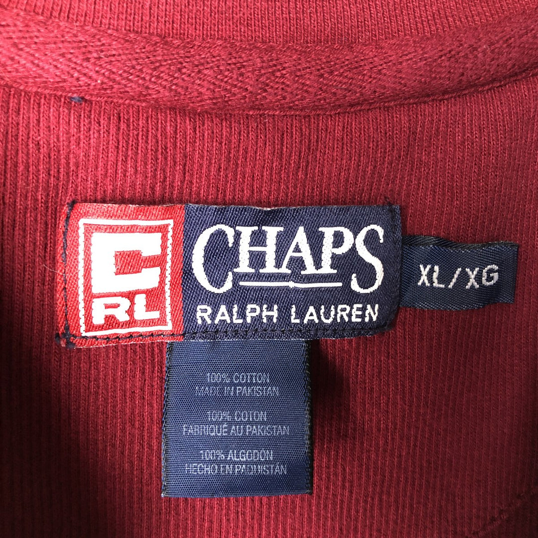 Ralph Lauren CHAPS V-neck long T-shirt, men's XL size cotton red type Vintage Second Hand