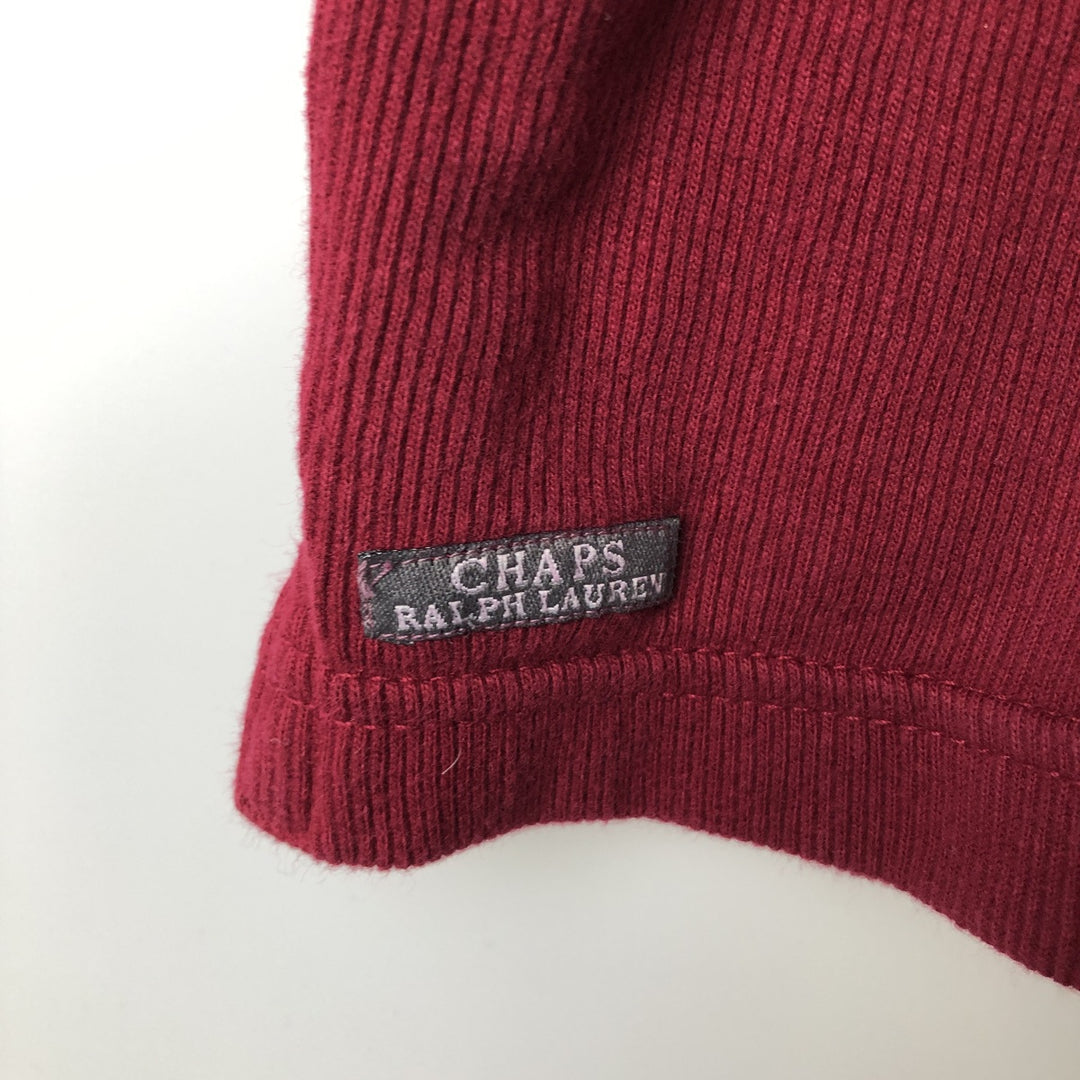 Ralph Lauren CHAPS V-neck long T-shirt, men's XL size cotton red type Vintage Second Hand