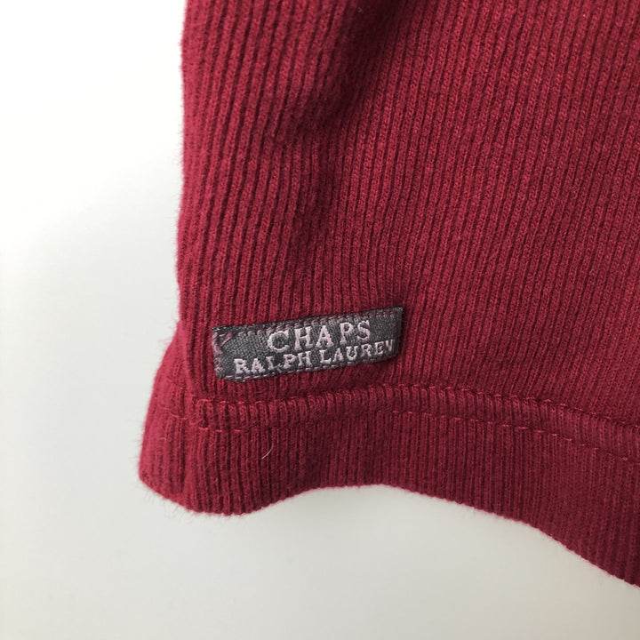Ralph Lauren CHAPS V-neck long T-shirt, men's XL size cotton red type Vintage Second Hand