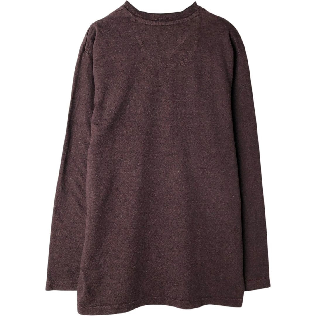 Ralph Lauren CHAPS V-neck Long-Sleeve T-Shirt (Men's Size M) cotton brown type Vintage Second Hand