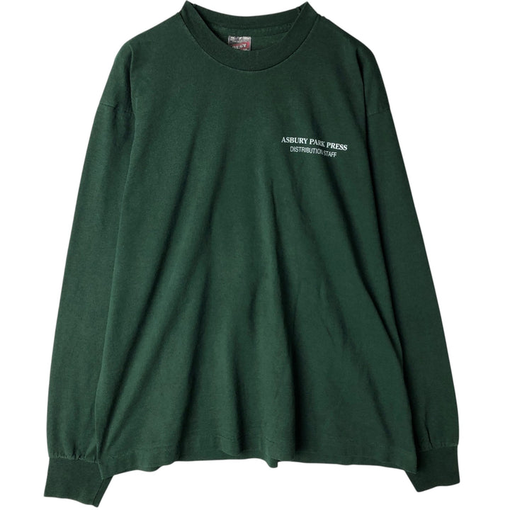 90'S Fruit of the Loom Best Long Sleeve T-Shirt, Made in USA, Men's XL, Vintage cotton green type Vintage Second Hand