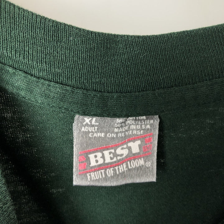 90'S Fruit of the Loom Best Long Sleeve T-Shirt, Made in USA, Men's XL, Vintage cotton green type Vintage Second Hand