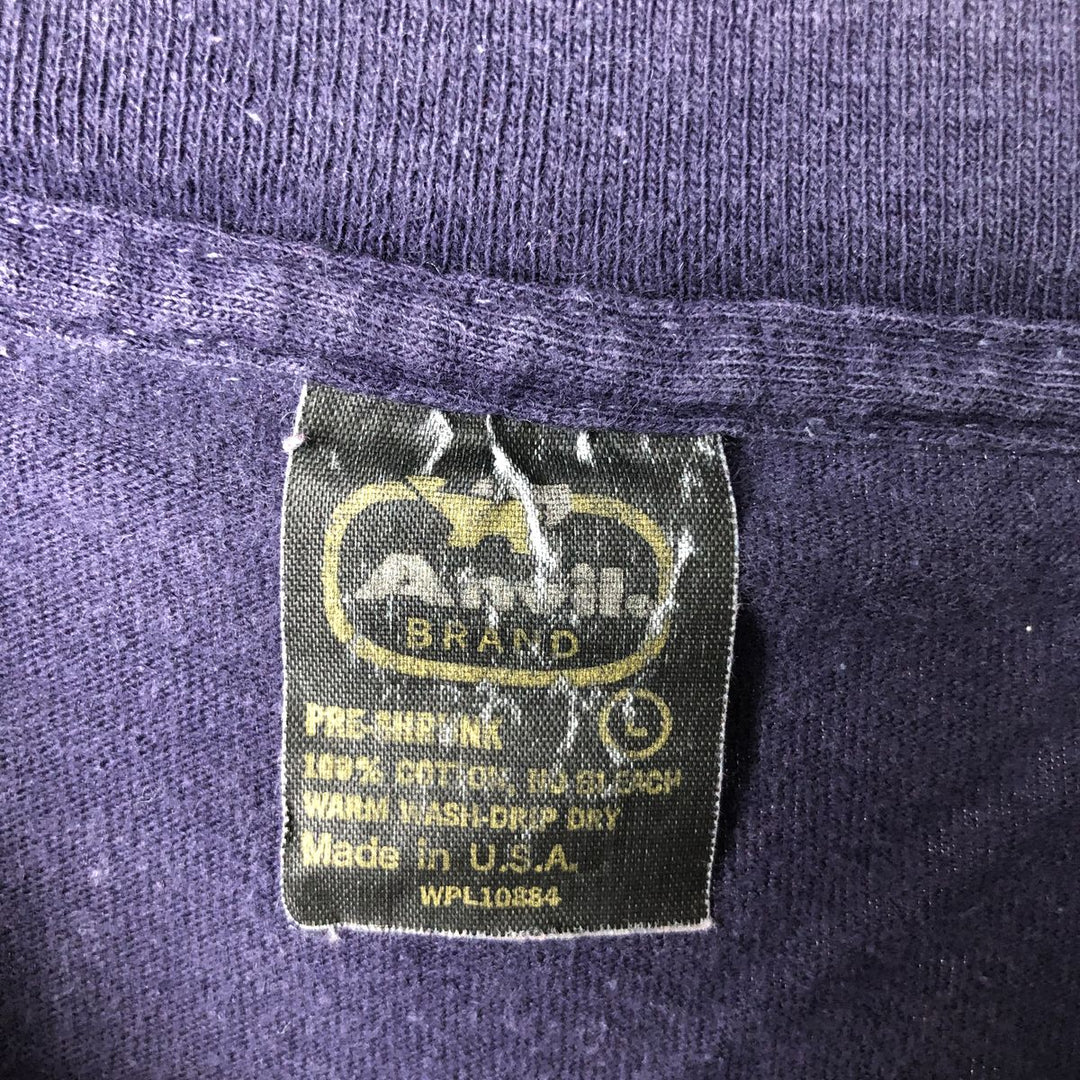 80'S Anvil Long-Sleeve T-Shirt, Made in USA, Men's Size L (Equivalent), Vintage cotton navy blue type Vintage Second Hand