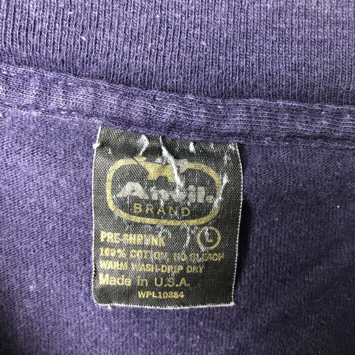 80'S Anvil Long-Sleeve T-Shirt, Made in USA, Men's Size L (Equivalent), Vintage cotton navy blue type Vintage Second Hand
