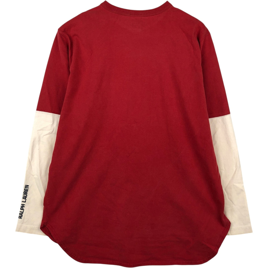 Ralph Lauren Polo Jeans Company long-sleeved T-shirt, men's size L cotton red type Vintage Second Hand